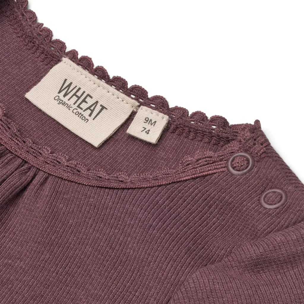 Body Rib Lace LS - soft eggplant