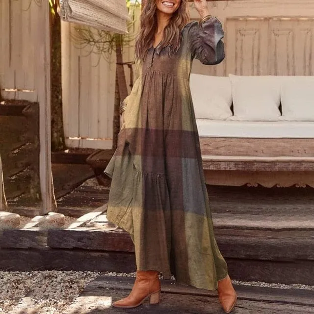 Bohemian Shirt Dress Long Maxi Dress - M-5XL