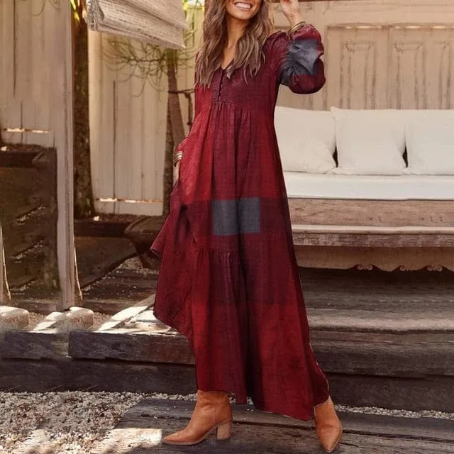 Bohemian Shirt Dress Long Maxi Dress - M-5XL