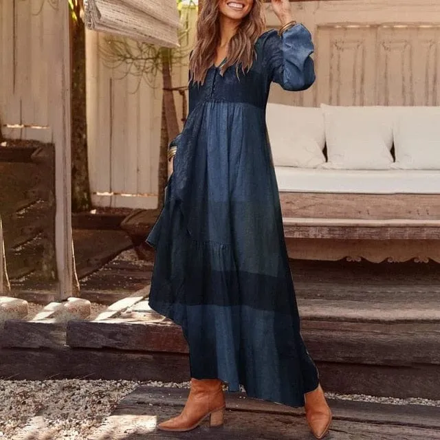 Bohemian Shirt Dress Long Maxi Dress - M-5XL