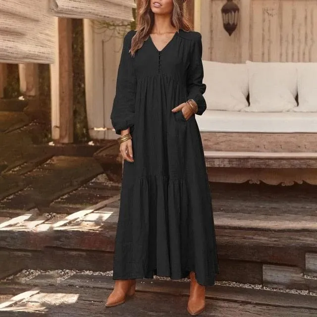 Bohemian Shirt Dress Long Maxi Dress - M-5XL