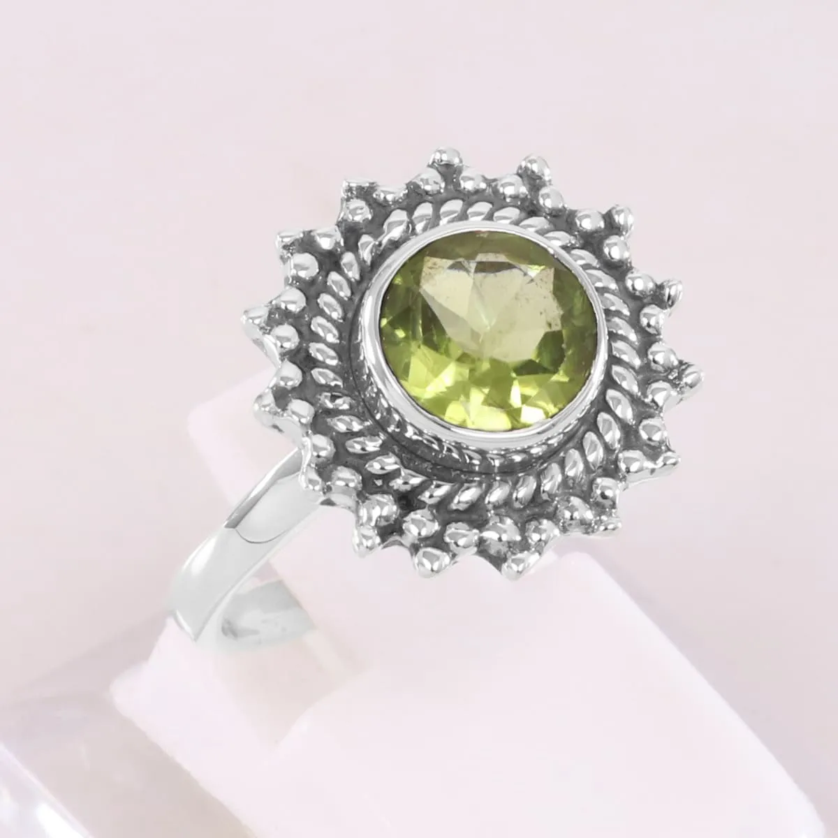 Boho Peridot 925 Sterling Silver Ring,Handmade Jewelry, August Birthstone, For Women's