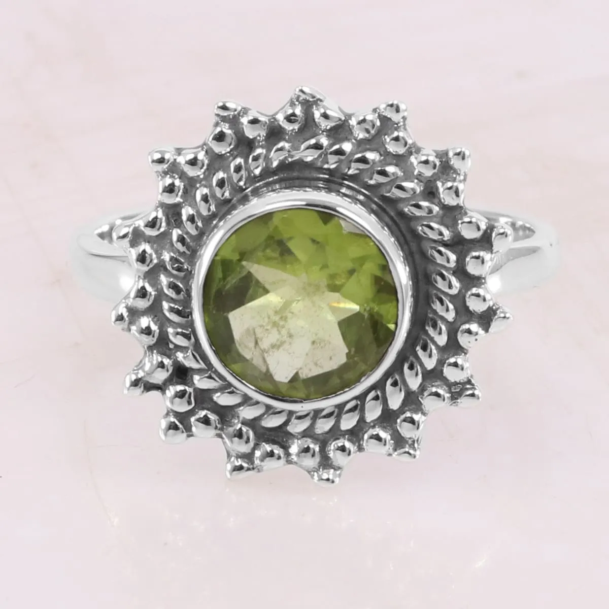 Boho Peridot 925 Sterling Silver Ring,Handmade Jewelry, August Birthstone, For Women's