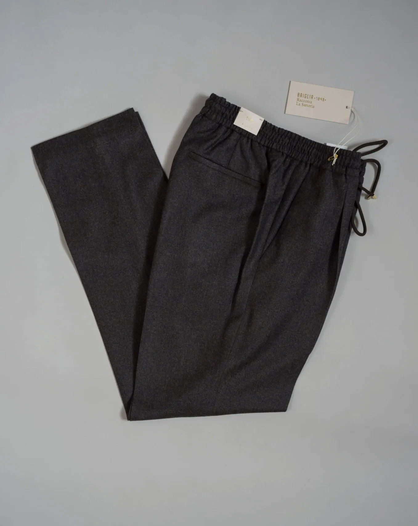 Briglia Drawstring Flannel Trousers / Dark Brown