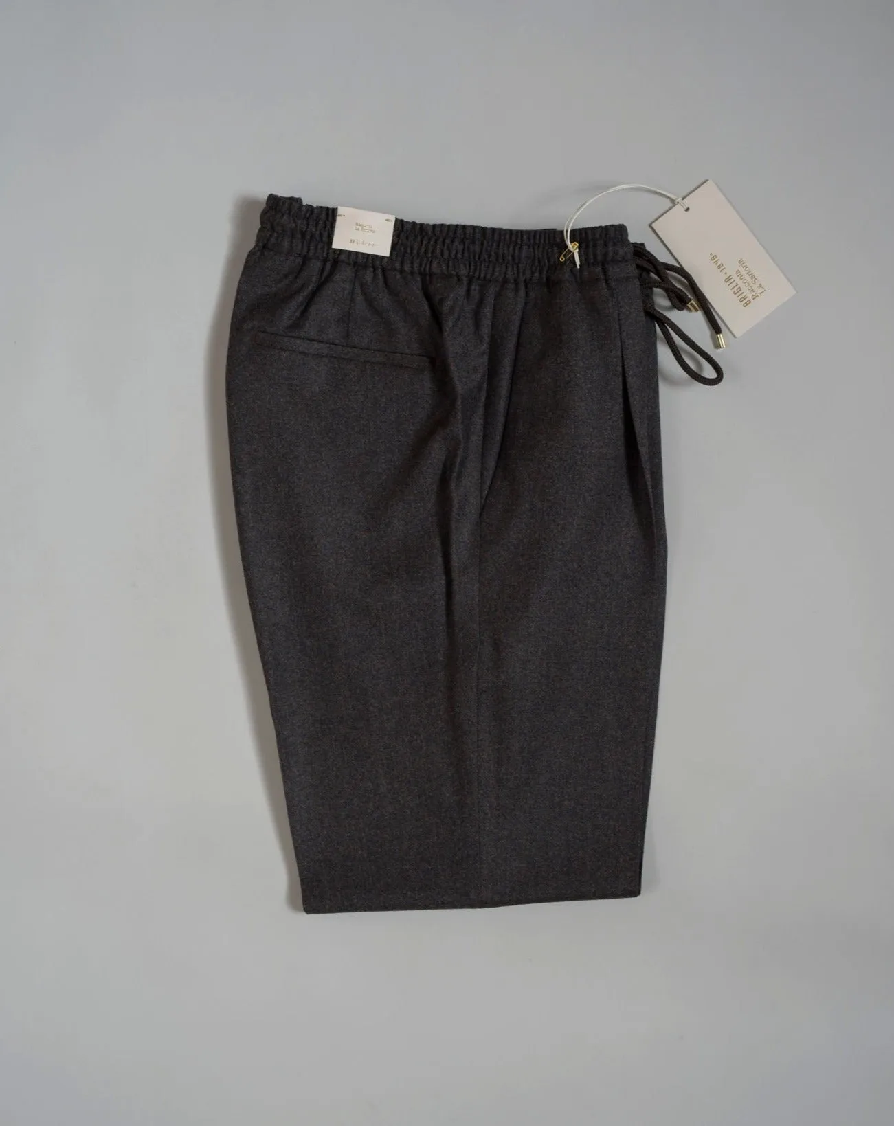 Briglia Drawstring Flannel Trousers / Dark Brown