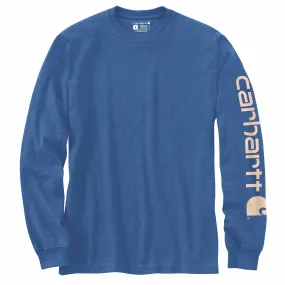 Carhartt Men's Signature Logo Long Sleeve T-Shirt_Light Cobalt Heather