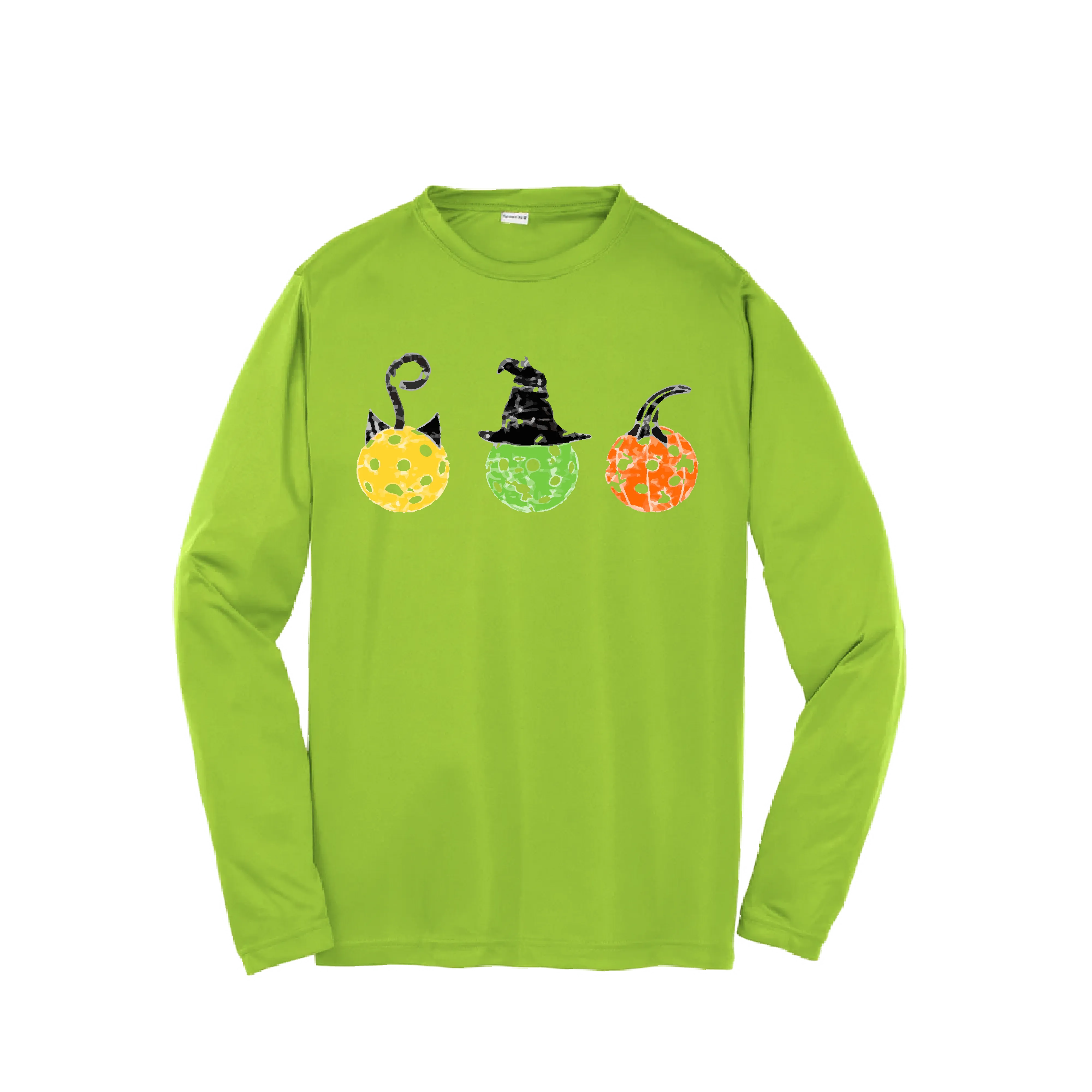 Cat Witch Pumpkin | Youth Long Sleeve Pickleball Shirts | 100% Polyester