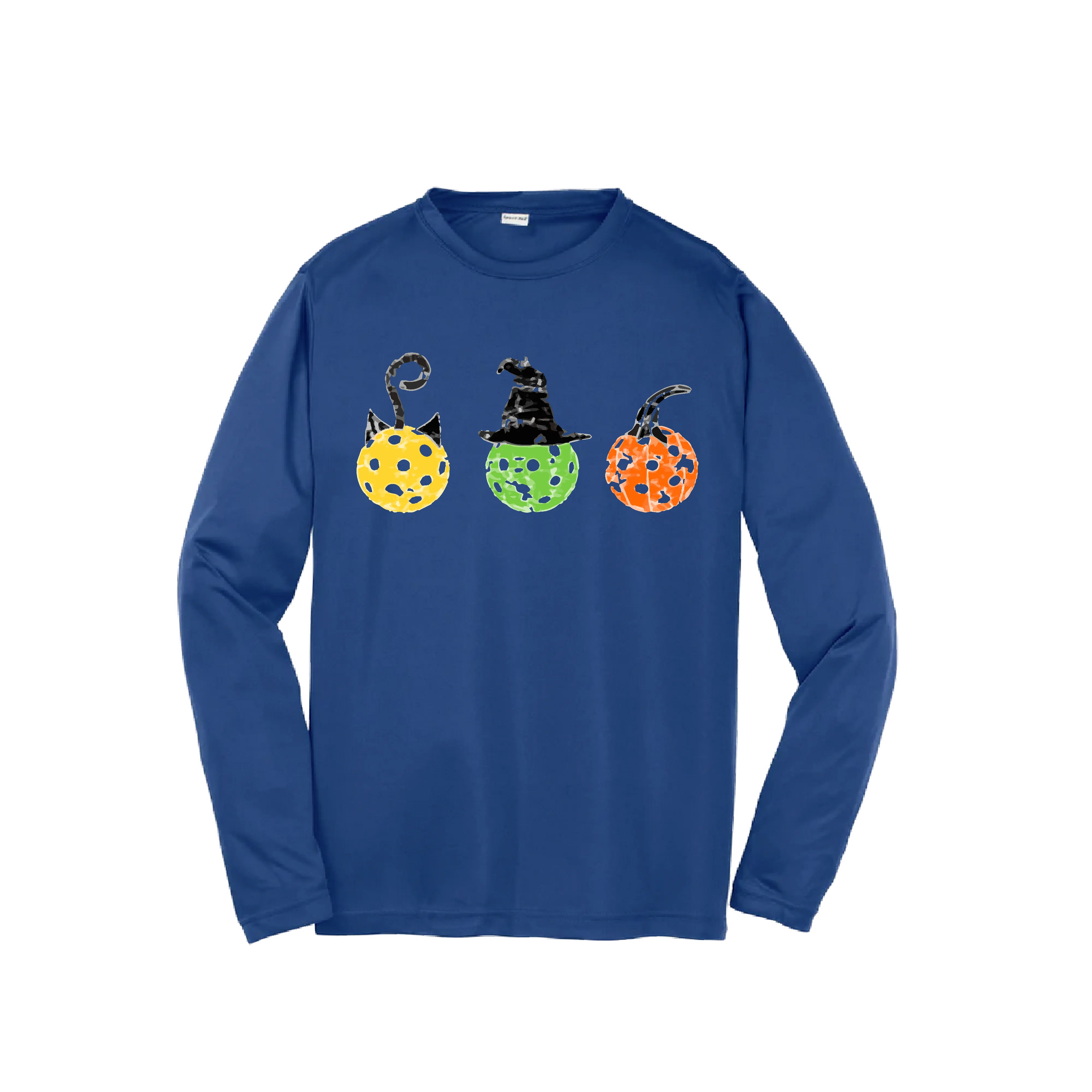 Cat Witch Pumpkin | Youth Long Sleeve Pickleball Shirts | 100% Polyester