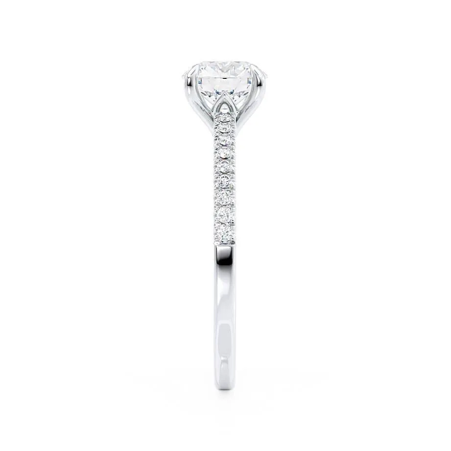 CATALINA - Round Moissanite Platinum Shoulder Set Ring