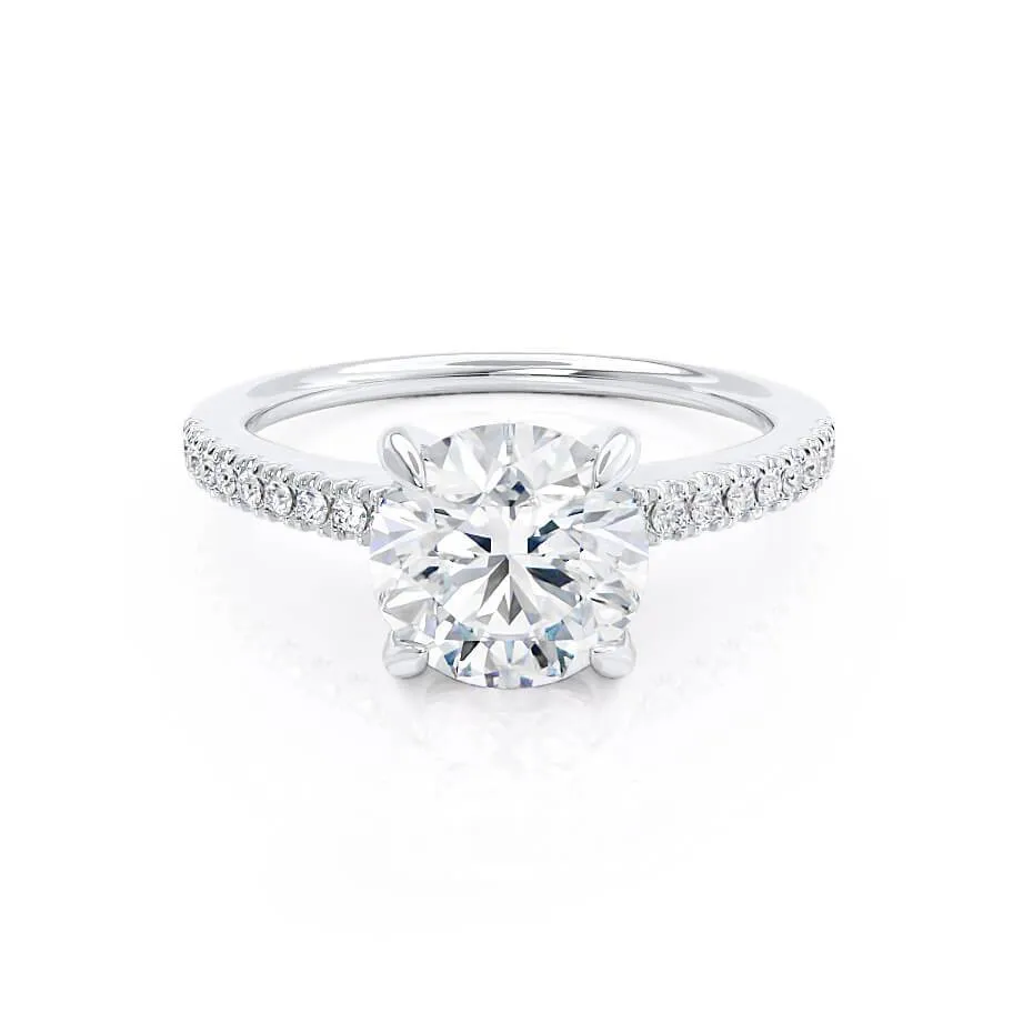 CATALINA - Round Moissanite Platinum Shoulder Set Ring