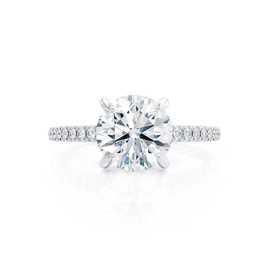 CATALINA - Round Moissanite Platinum Shoulder Set Ring