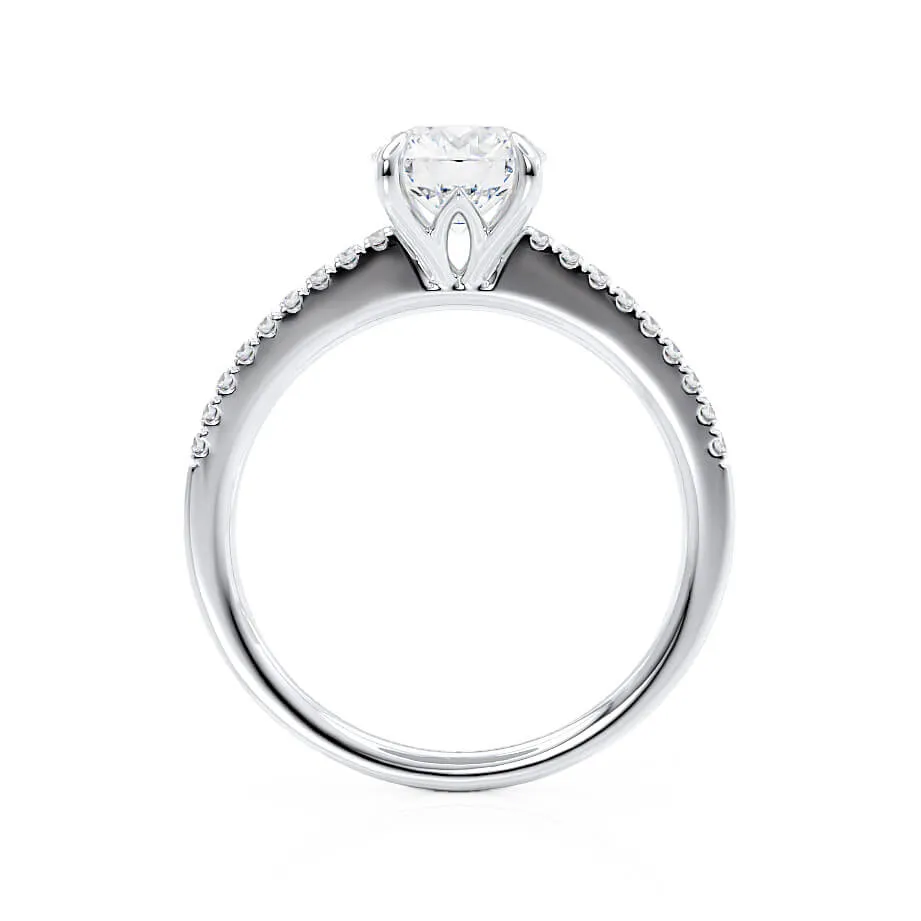 CATALINA - Round Moissanite Platinum Shoulder Set Ring