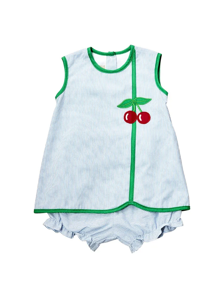 Cherries Diaper Cover Girl's Popover Set