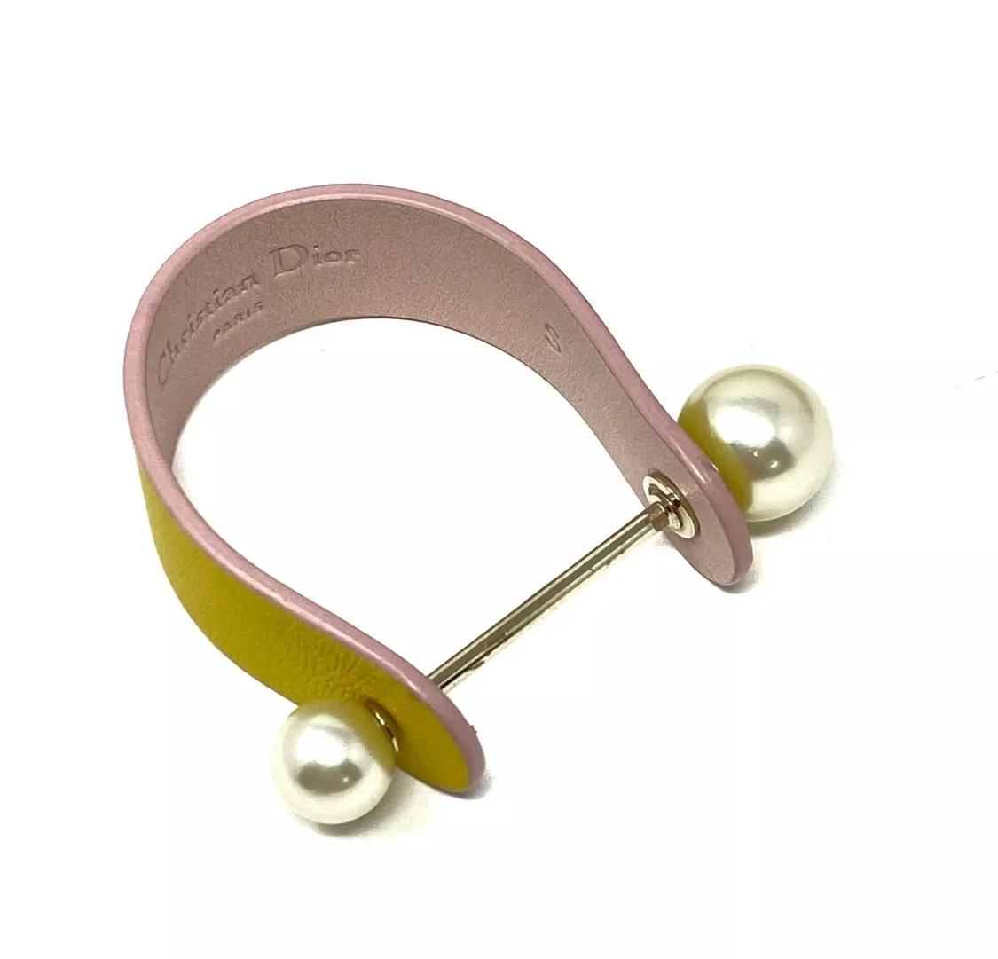 Christian DIOR Perle Leather Bracelet in Yellow Pink