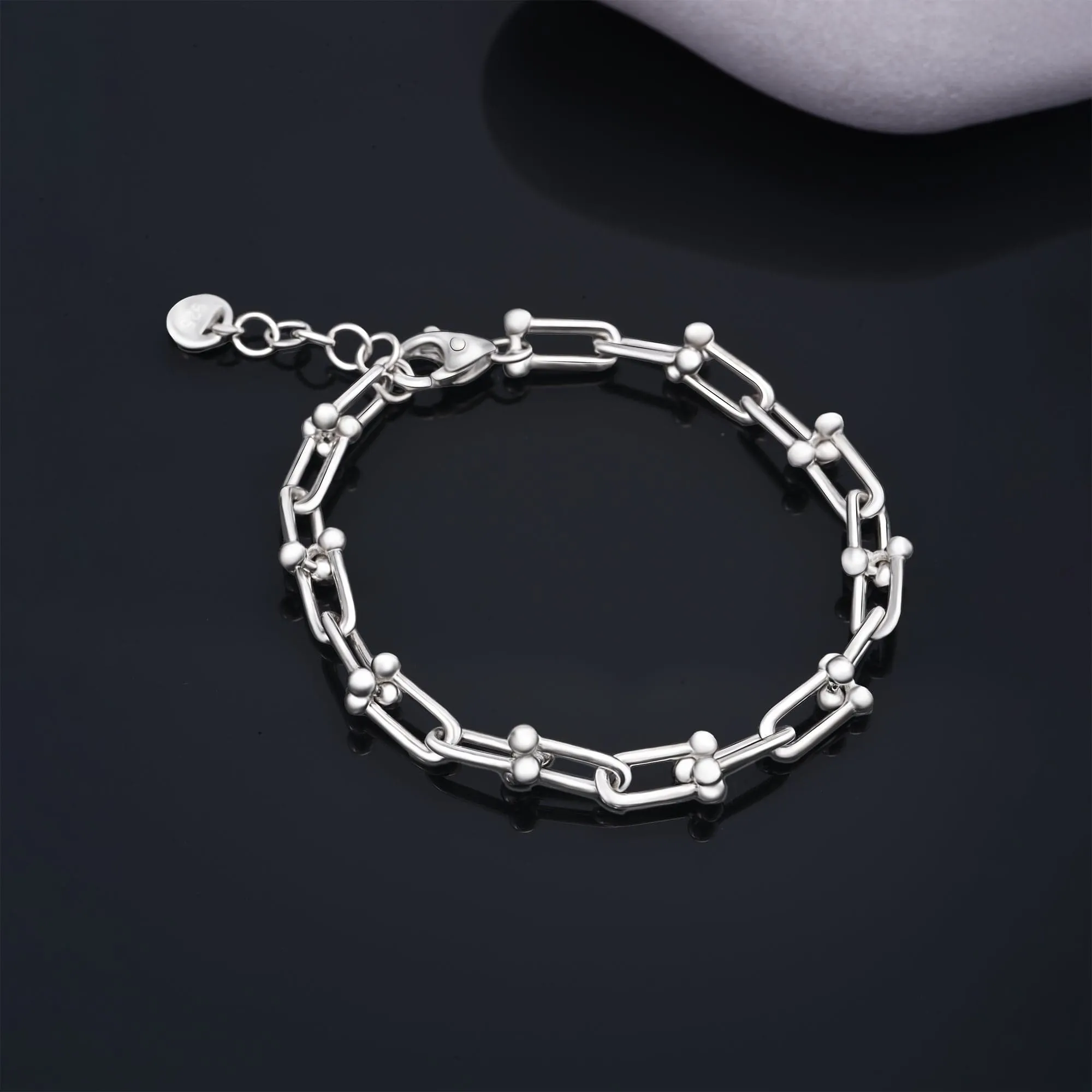 Chunky U Link Hardware Chain Bracelet Sterling Silver