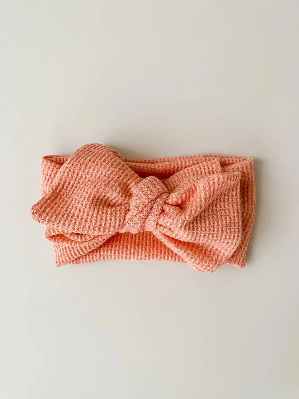 Chunky Waffle Bow Headband | Coral