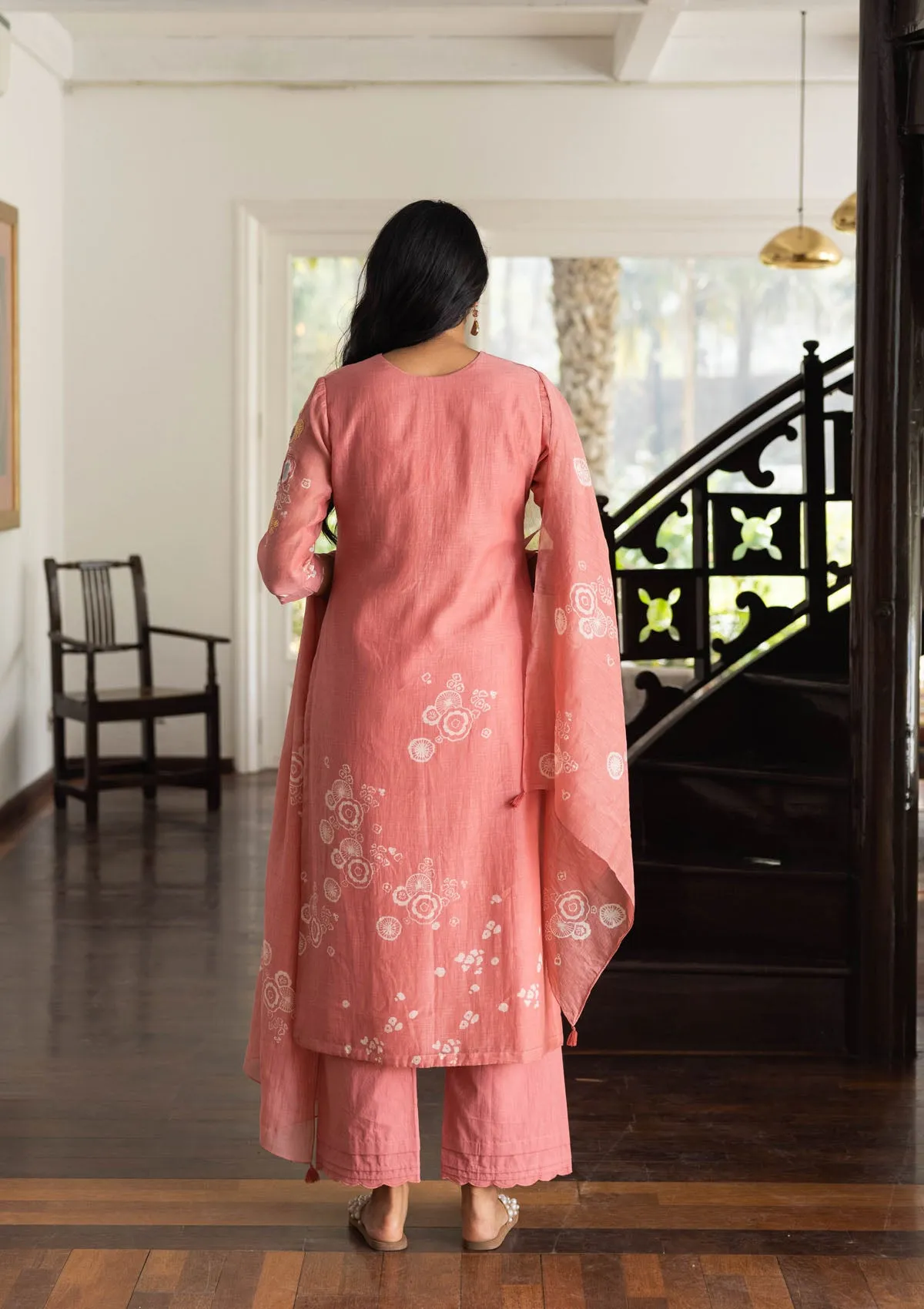 Coral Floral Kurta Set