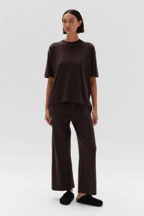 Cotton Cashmere Wide Leg Pant Cocoa