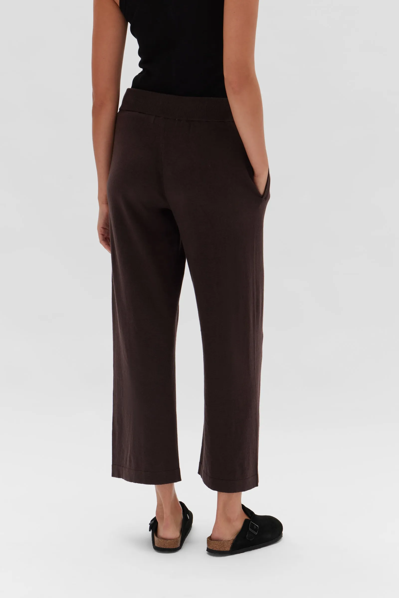 Cotton Cashmere Wide Leg Pant Cocoa