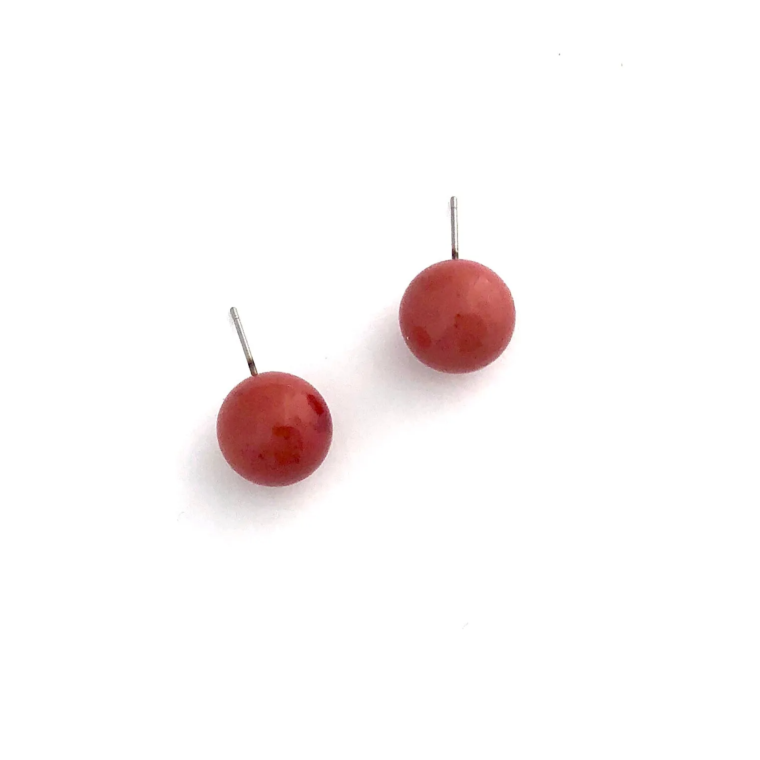 Cranberry Red Speckled Ball Stud Earrings