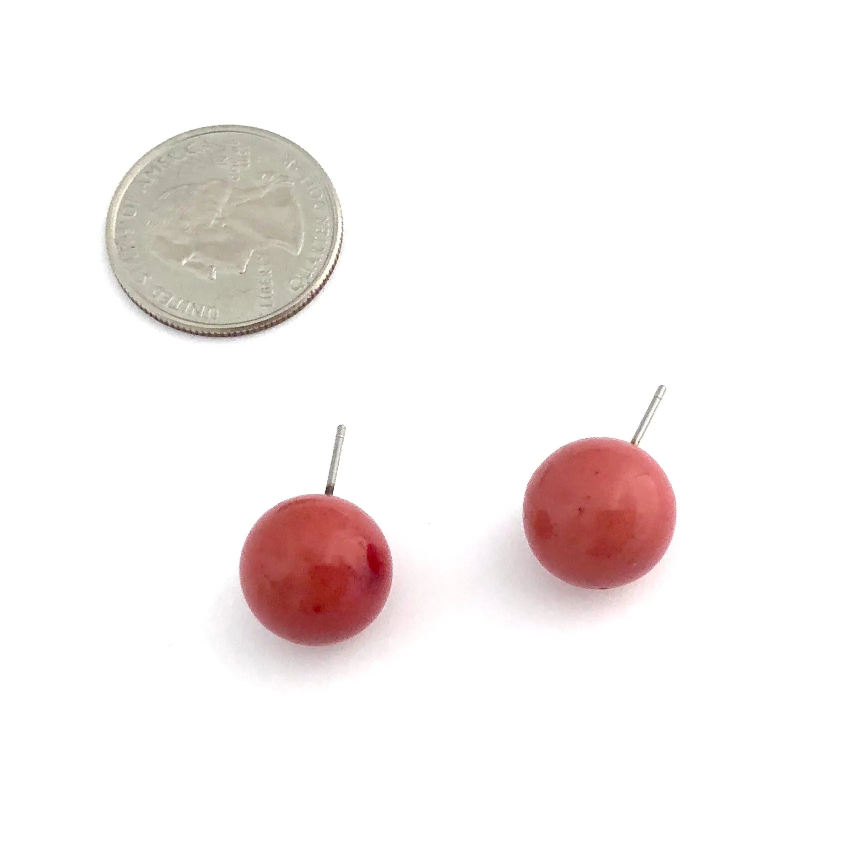 Cranberry Red Speckled Ball Stud Earrings