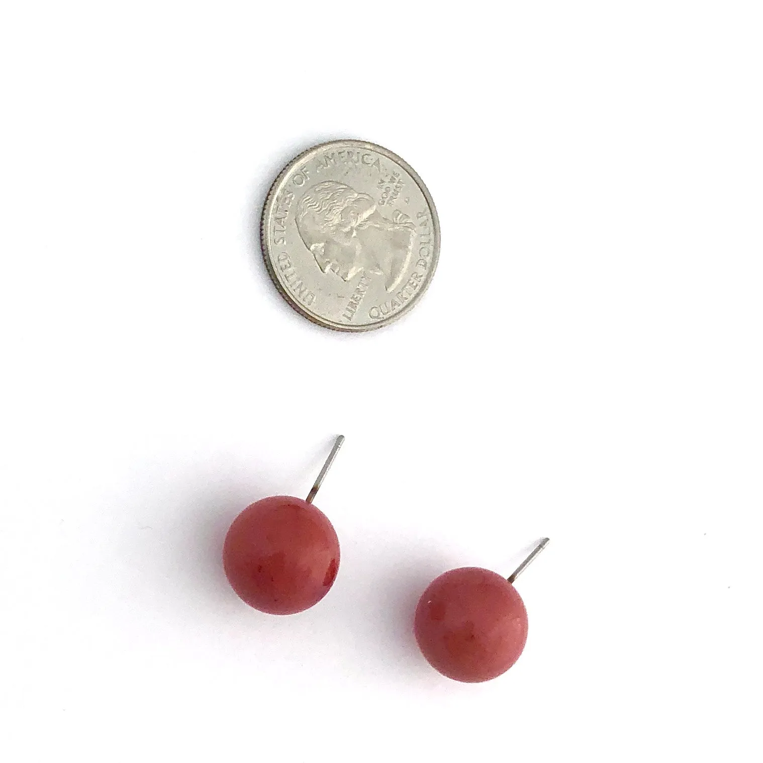 Cranberry Red Speckled Ball Stud Earrings