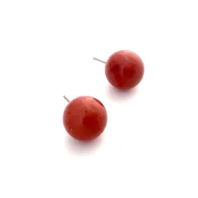 Cranberry Red Speckled Ball Stud Earrings