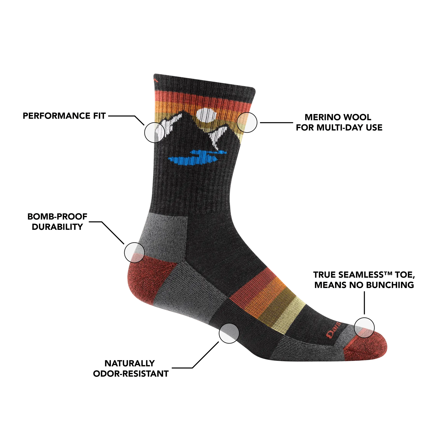 Darn Tough Sunset Ridge Micro Crew Lightweight Hiking Sock - Men's