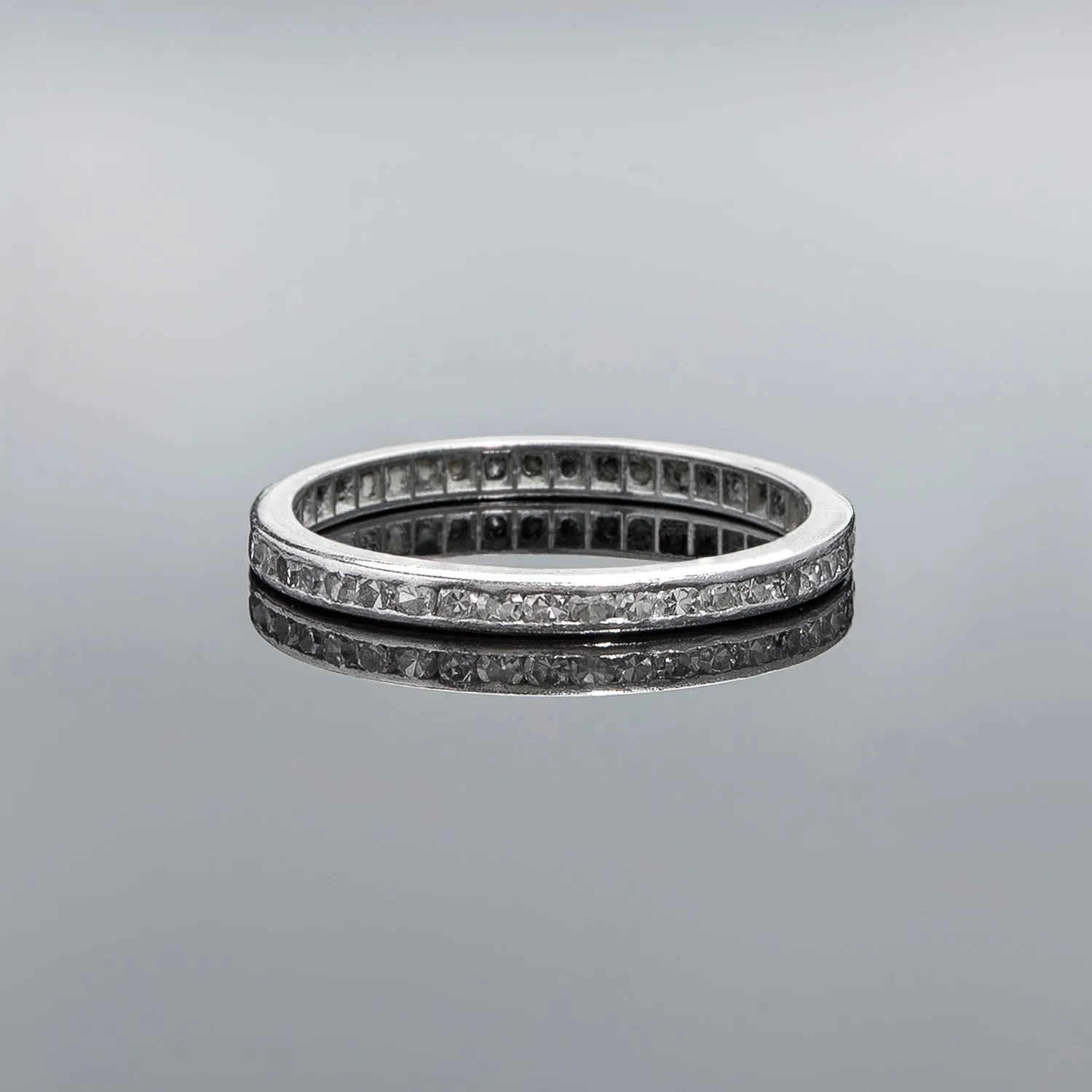 Edwardian Platinum & Single Cut Diamond Eternity Band .60ctw