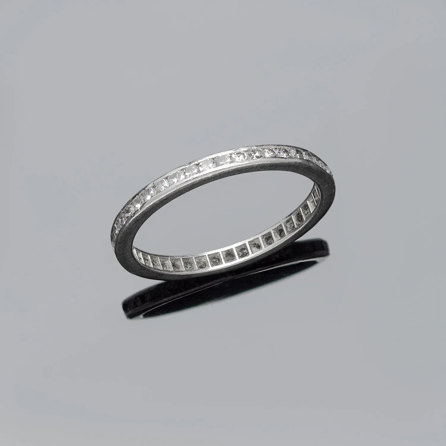 Edwardian Platinum & Single Cut Diamond Eternity Band .60ctw