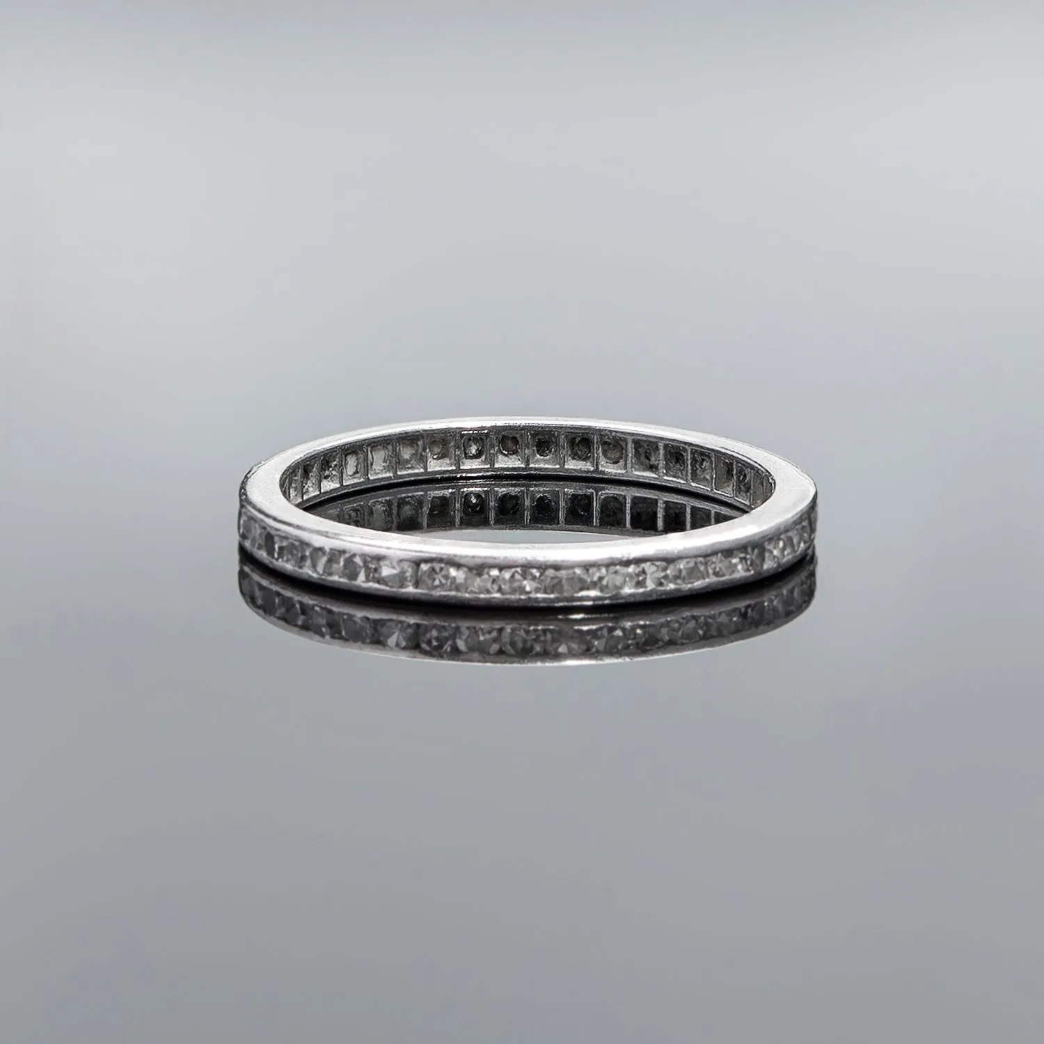 Edwardian Platinum & Single Cut Diamond Eternity Band .60ctw