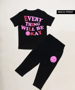 Every Thing Will Be Okay Kids Half Sleeves T-Shirt & Lounge Pants Set