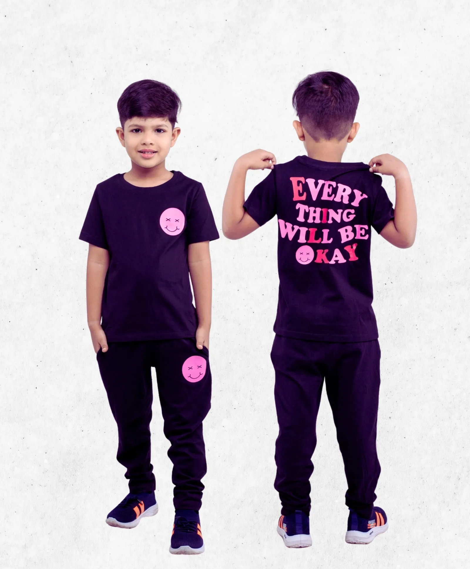 Every Thing Will Be Okay Kids Half Sleeves T-Shirt & Lounge Pants Set