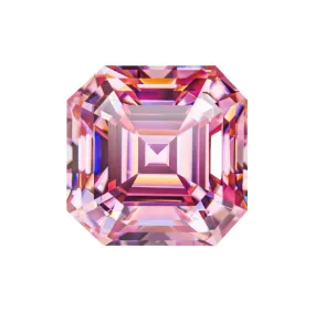 Fancy Pink Asscher Cut Moissanite Stones