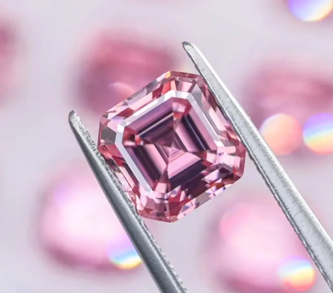 Fancy Pink Asscher Cut Moissanite Stones