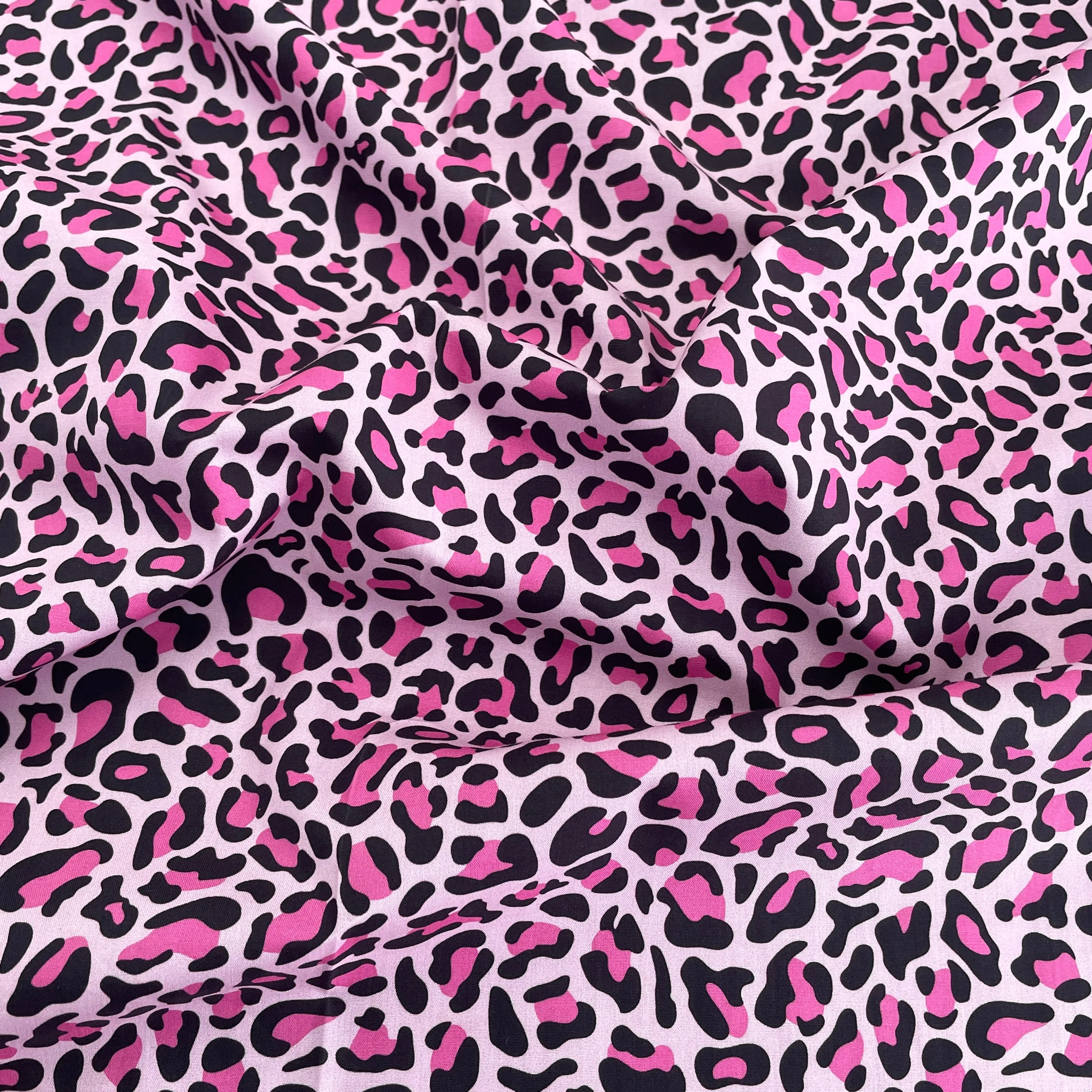 FS1080 Leopard Skin Cotton Fabric Cerise