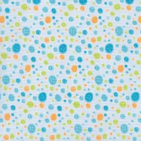 FS810_2 Buttons Cotton Fabric Blue