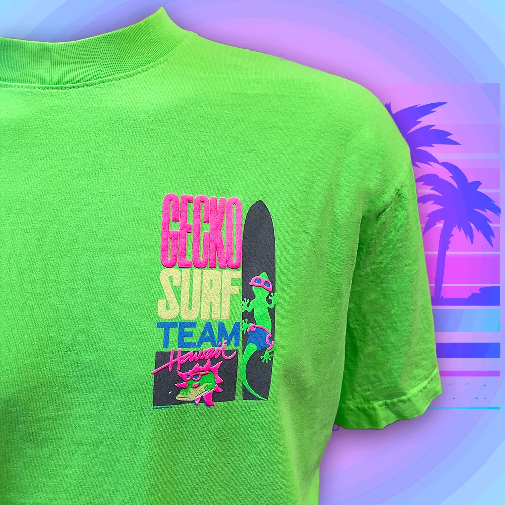 Gecko Surf Team 1989 Neon Green (Single Stitch)