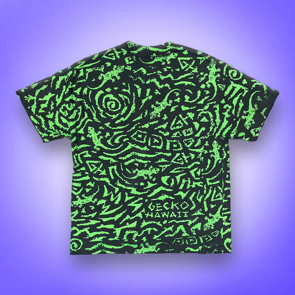 Gecko Swirl All Over Black Tee