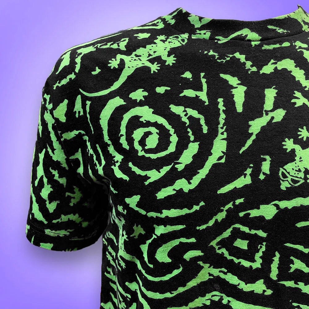 Gecko Swirl All Over Black Tee