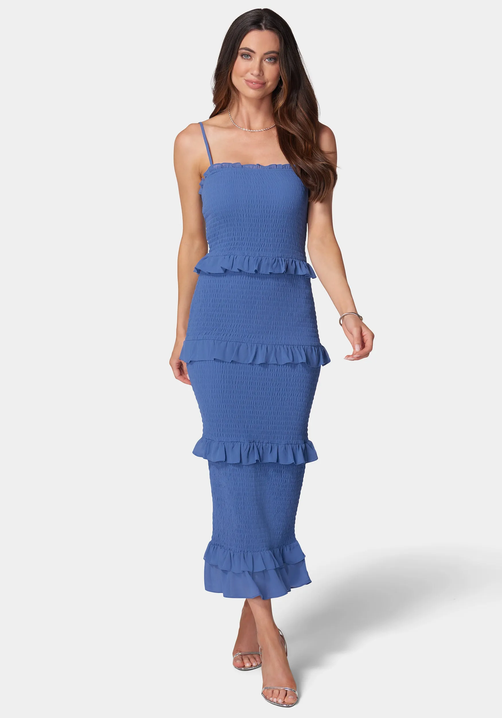 Georgette Smocked Midi Dress