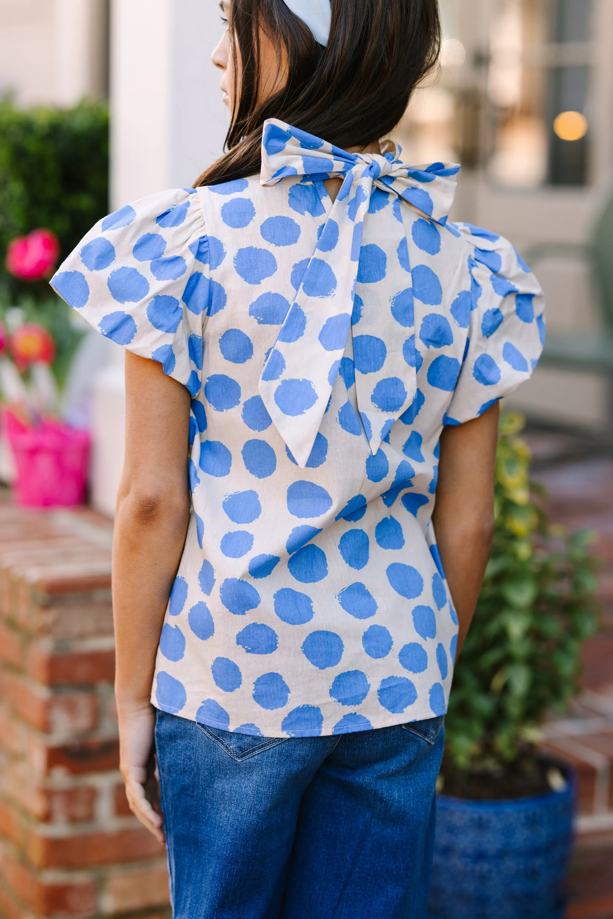 Girls: Can't Let You Go Light Blue Polka Dot Blouse