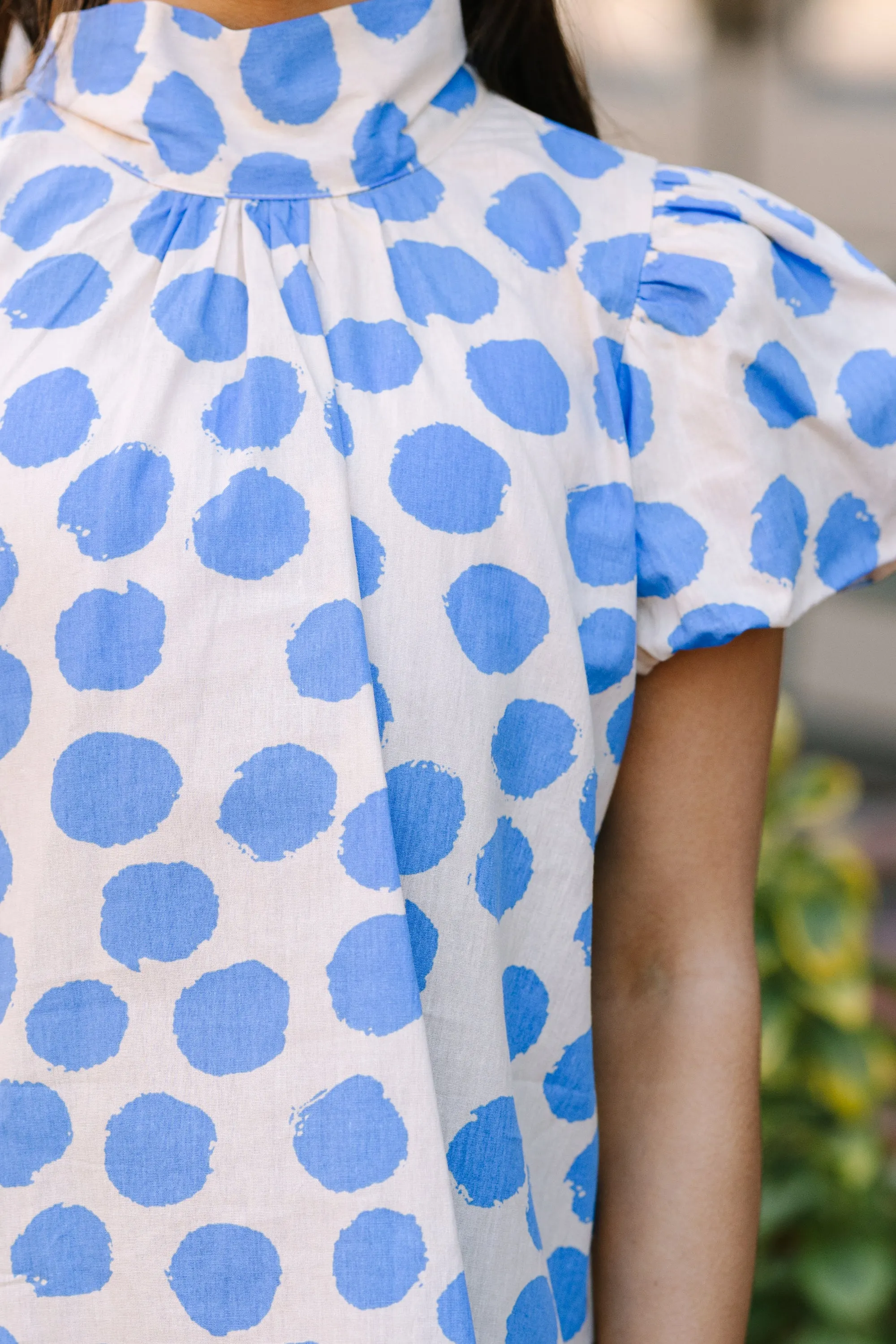 Girls: Can't Let You Go Light Blue Polka Dot Blouse