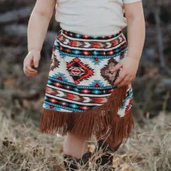 Girl's Shea Baby Cream Aztec Fringe Skirt