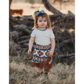 Girl's Shea Baby Cream Aztec Fringe Skirt