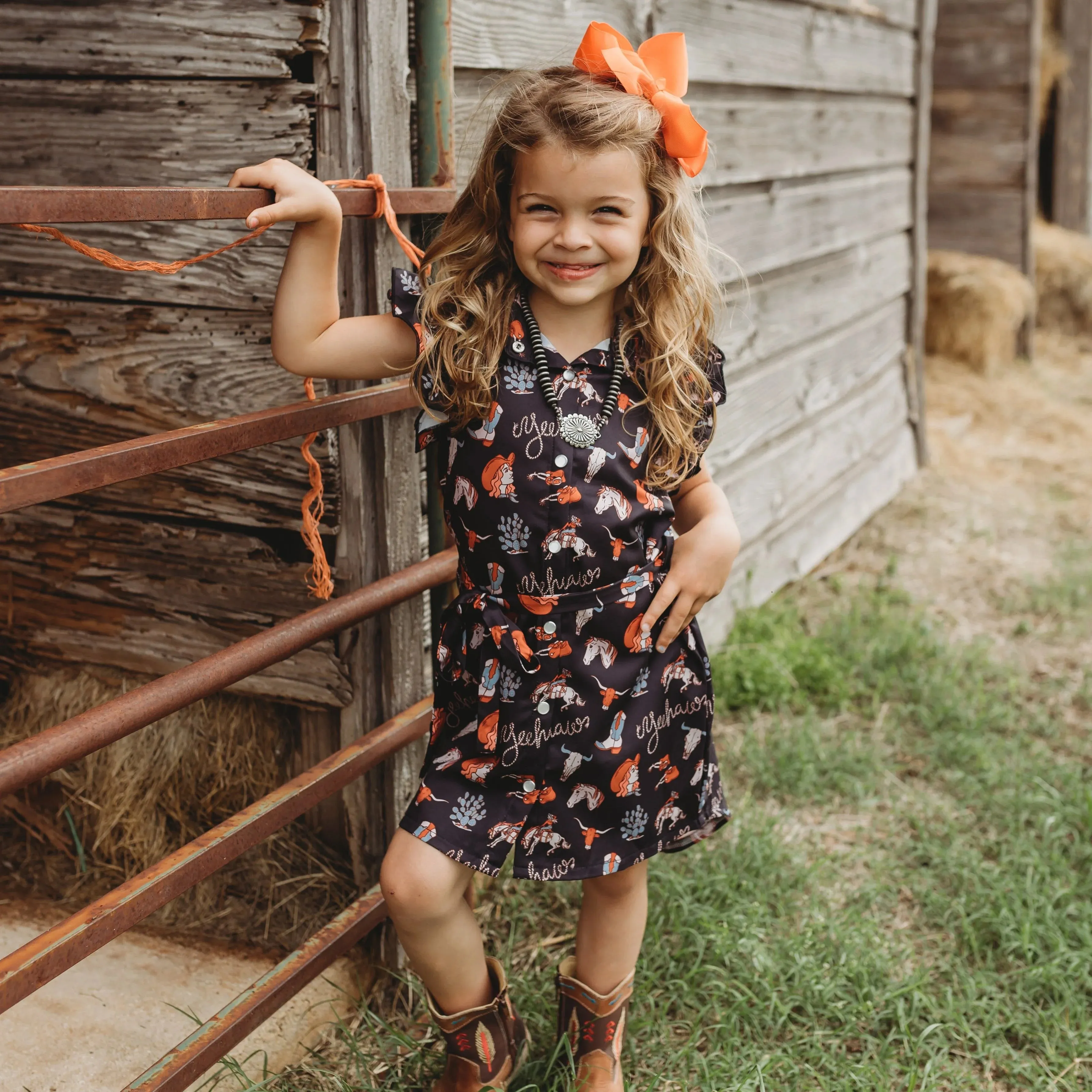 Girl's Shea Baby Yeehaw SS Pearl Snap Dress