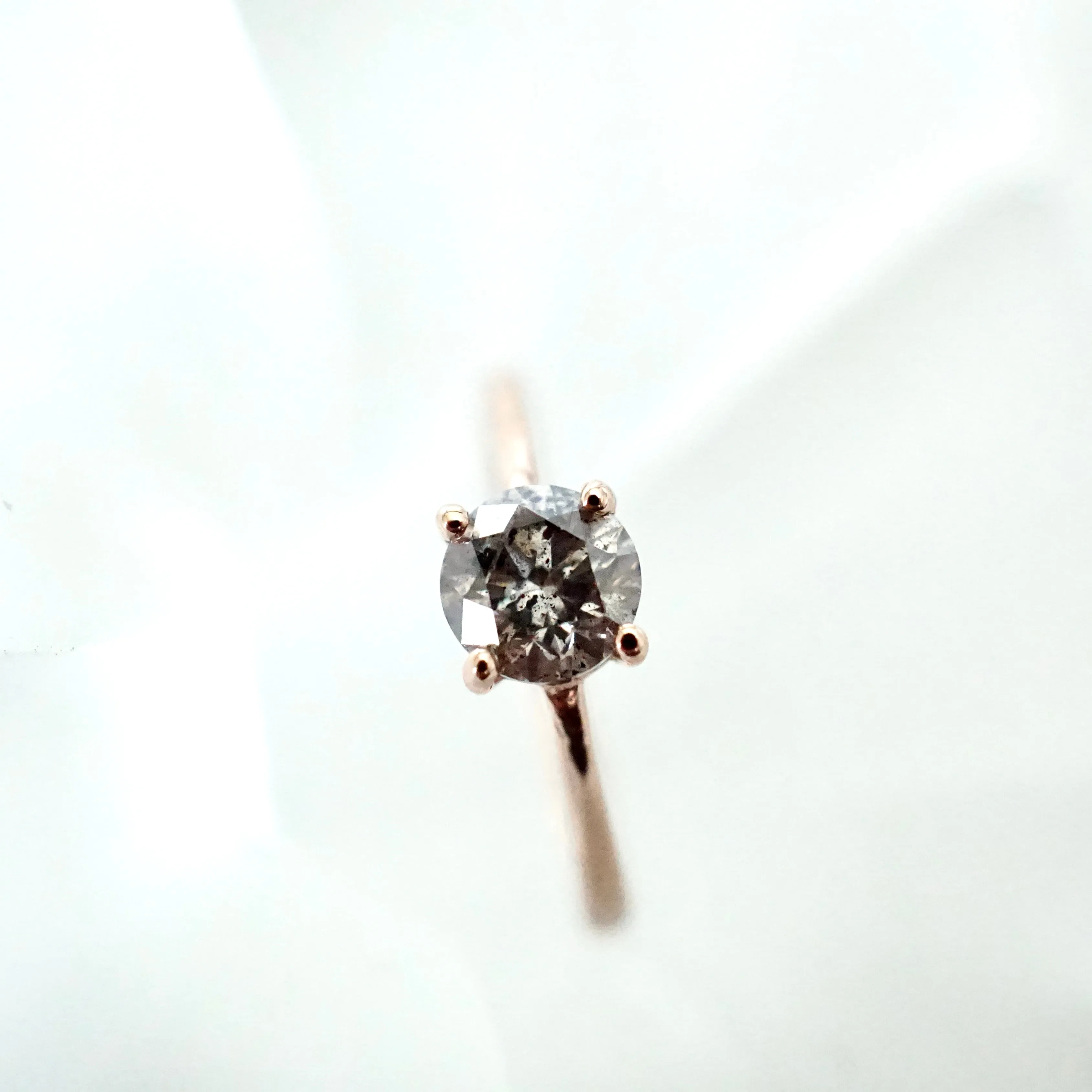 Gray Salt and Pepper Diamond Ring Rose Gold - Rose Gold Diamond Engagement Ring