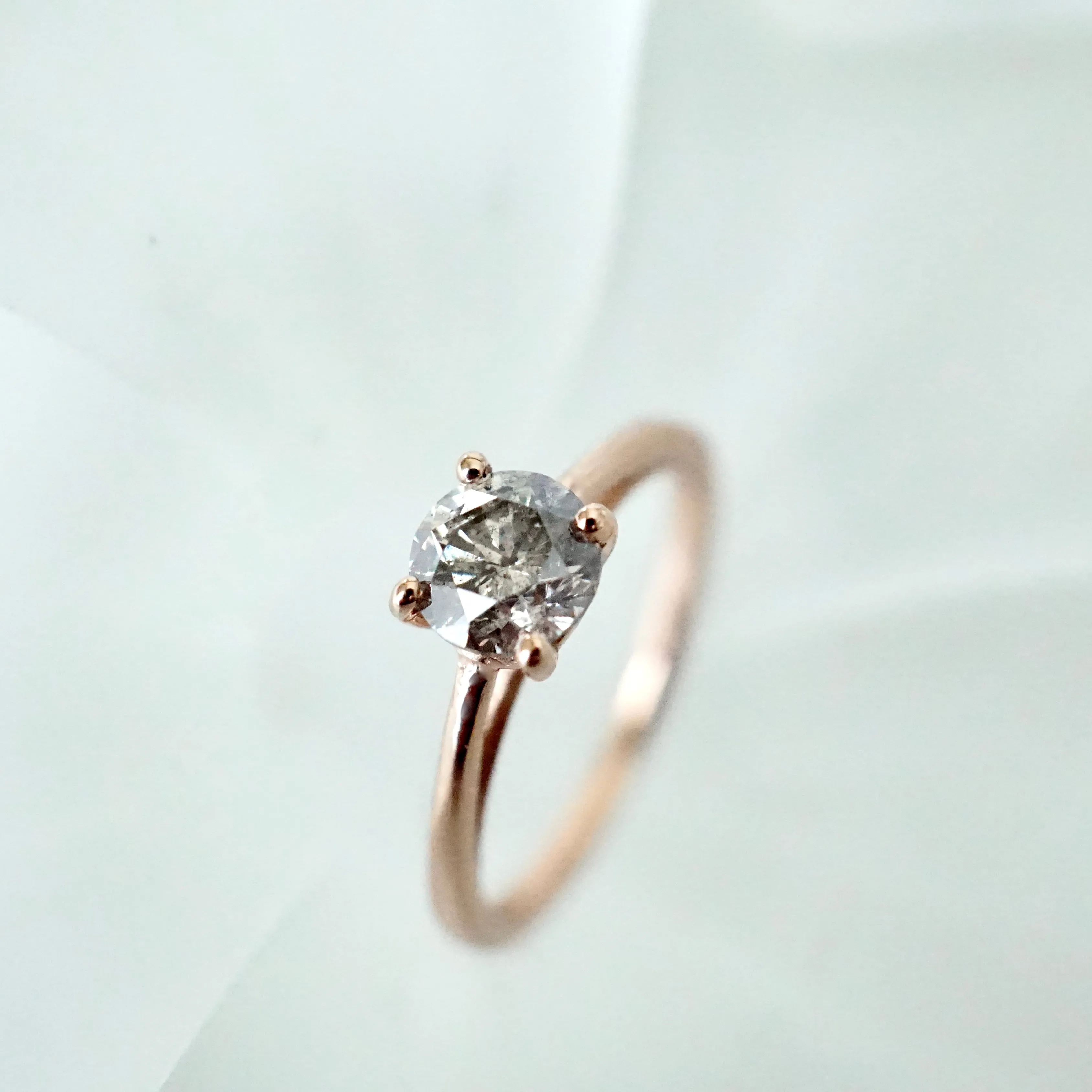 Gray Salt and Pepper Diamond Ring Rose Gold - Rose Gold Diamond Engagement Ring