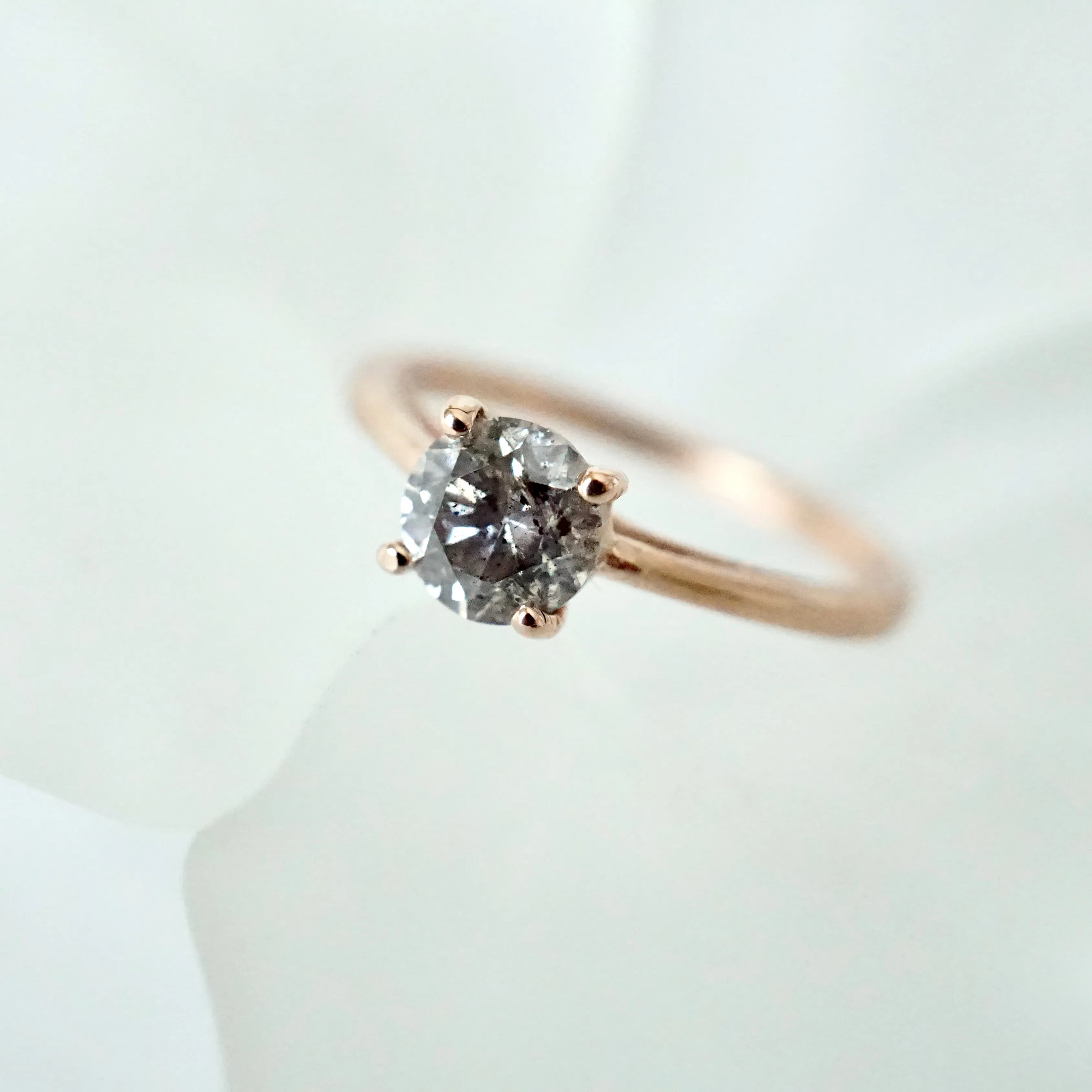 Gray Salt and Pepper Diamond Ring Rose Gold - Rose Gold Diamond Engagement Ring