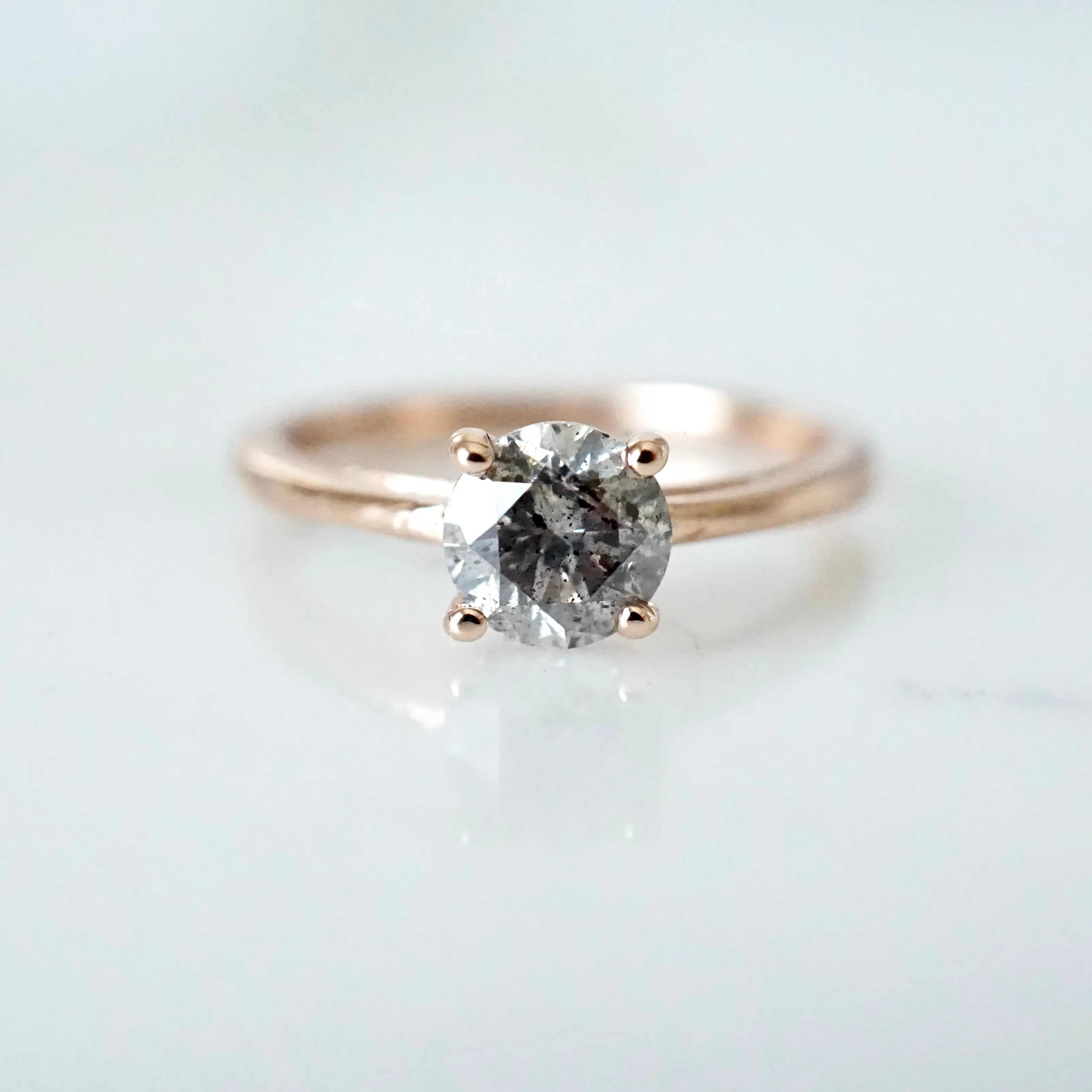 Gray Salt and Pepper Diamond Ring Rose Gold - Rose Gold Diamond Engagement Ring